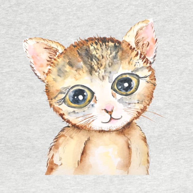 cute baby cat pussy watercolor by colorandcolor